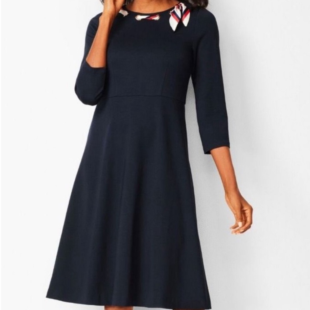 Talbot’s Petite Navy Blue Dress with Scarf